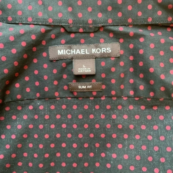 MICHAEL KORS Polka Dot Button Down Shirt Size L - Picture 7 of 11
